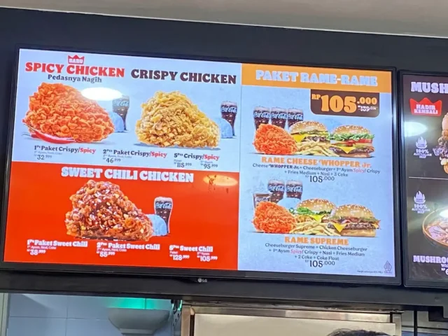 display menu burger king