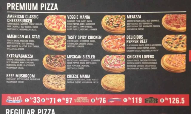 menu dominos pizza