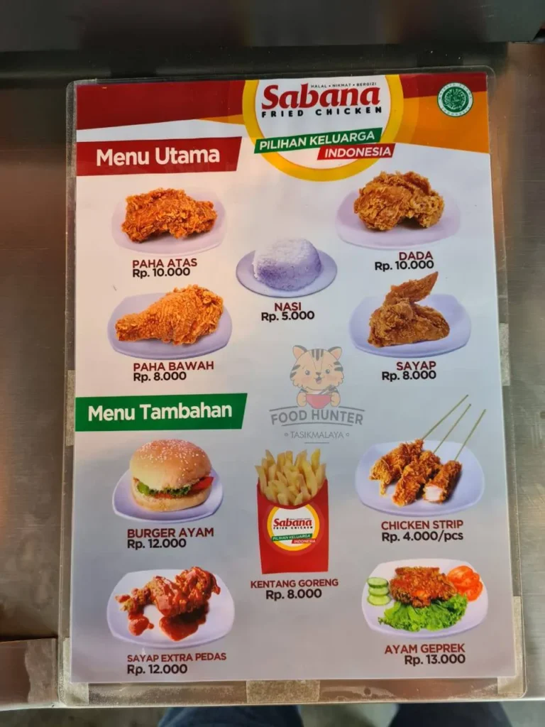 menu sabana fried chicken