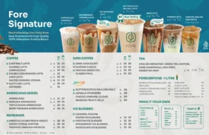 menu fore coffee