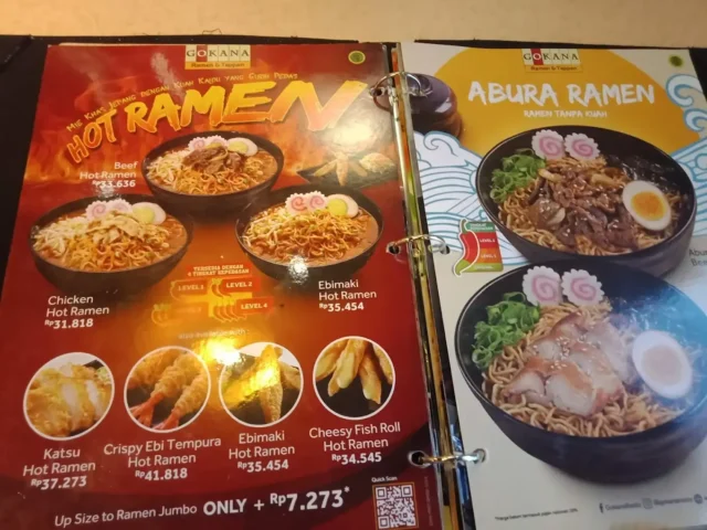 menu gokana ramen