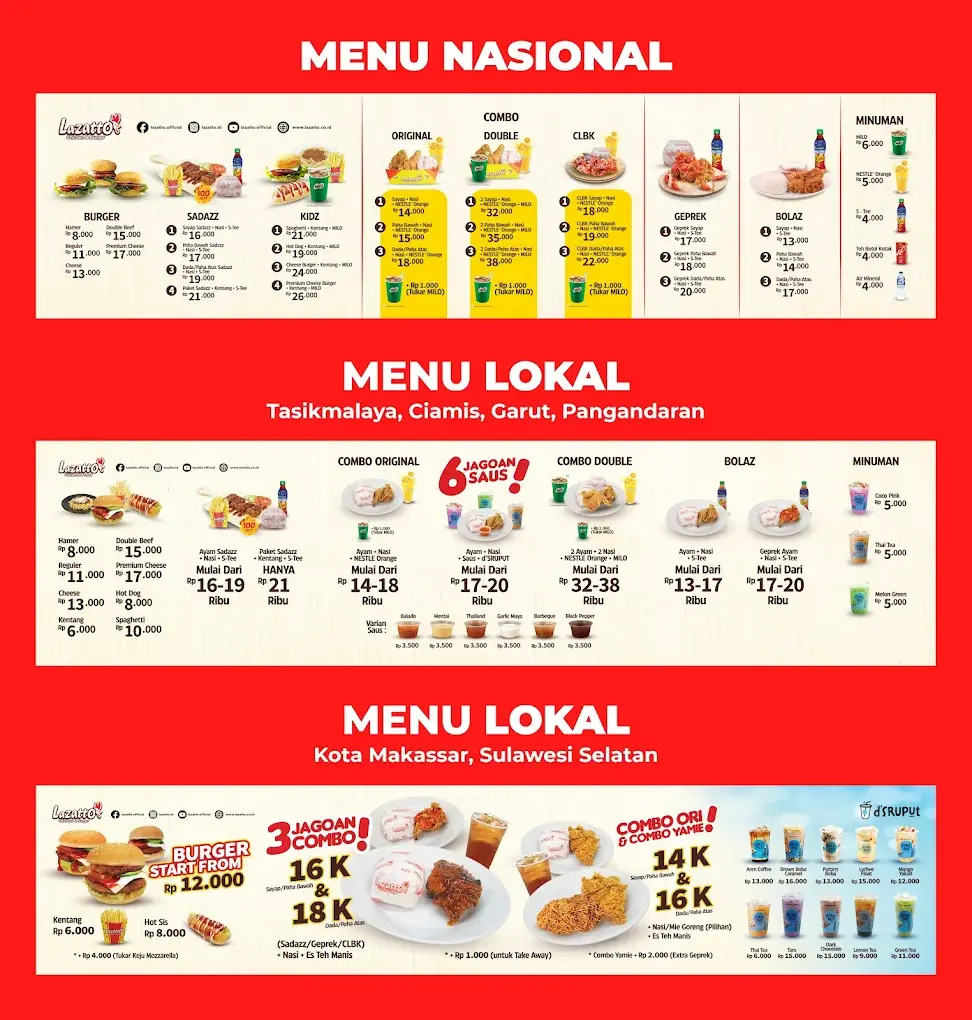 menu lazatto