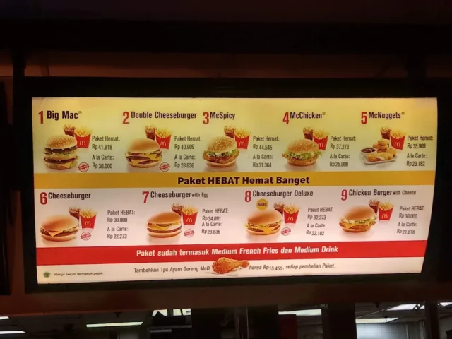 menu mcd