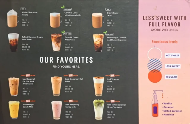 menu starbucks