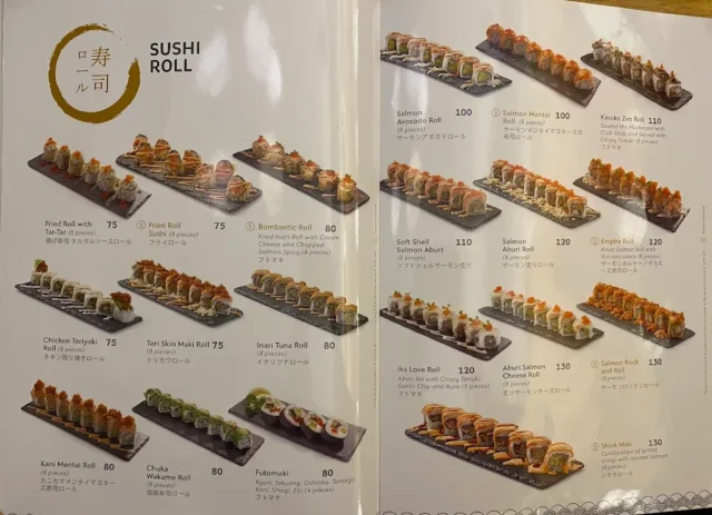 menu sushi hiro