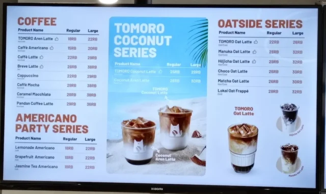 menu tomoro coffee