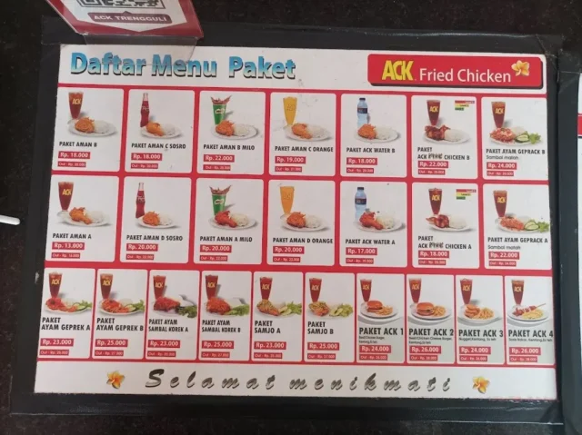 menu ack fried chicken