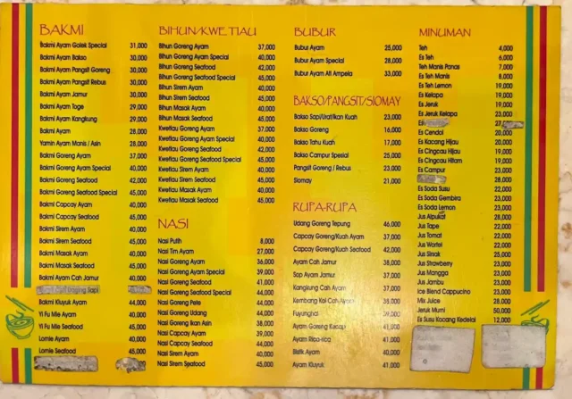 menu bakmi golek