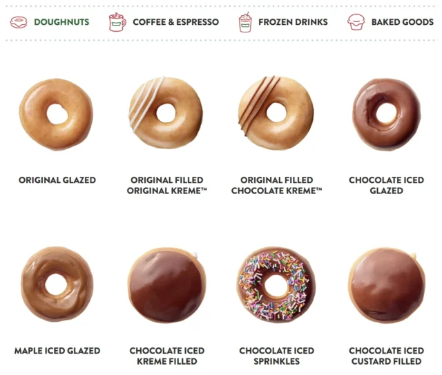 menu krispy kreme