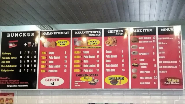 menu olive chicken