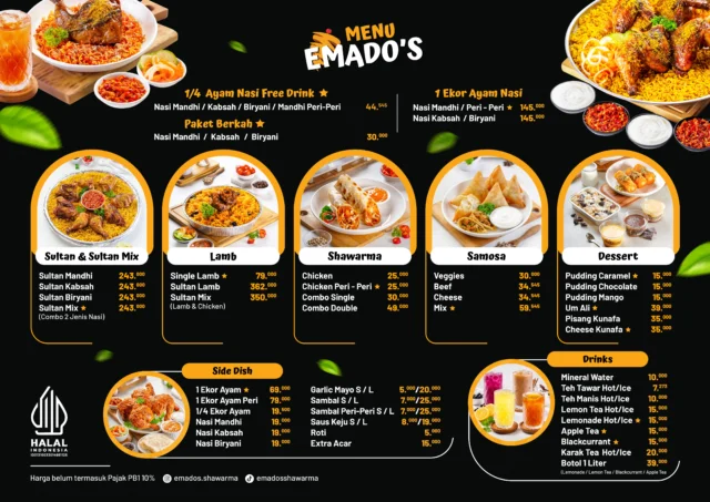 daftar menu emados shawarma daftar menu emados shawarma