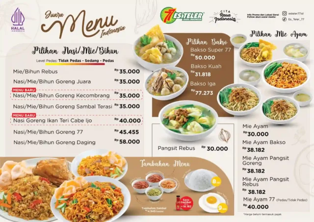 menu es teler 77 menu es teler 77