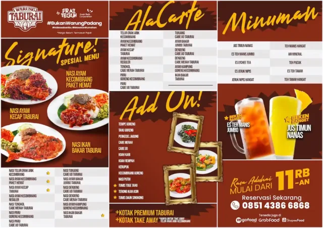 menu warung taburai