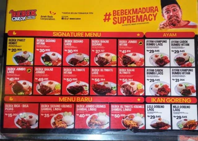 menu bebek carok