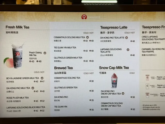 menu chagee menu chagee