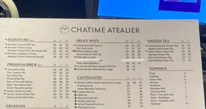 menu chatime atealier