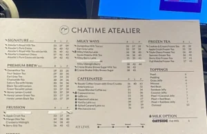 menu chatime atealier